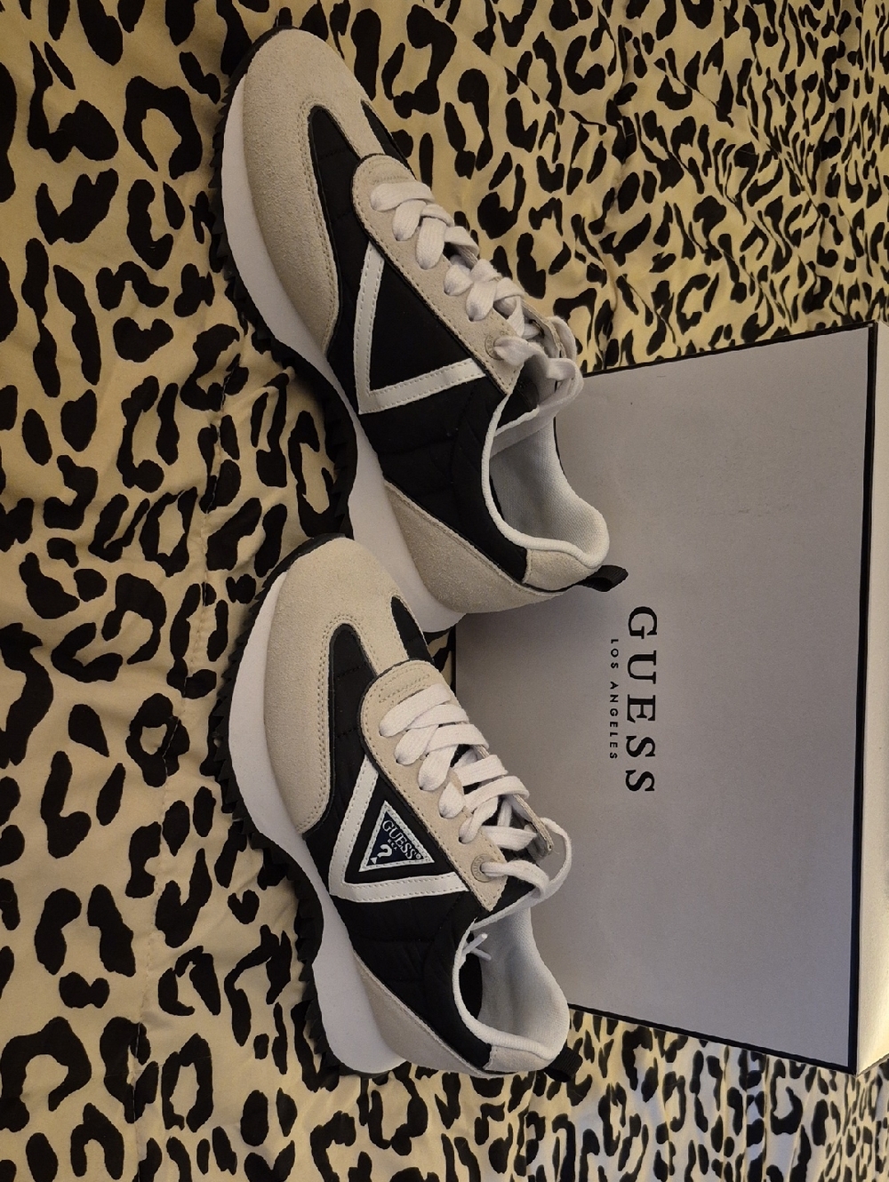 Guess Black and Cream Retro Runner Sneakers